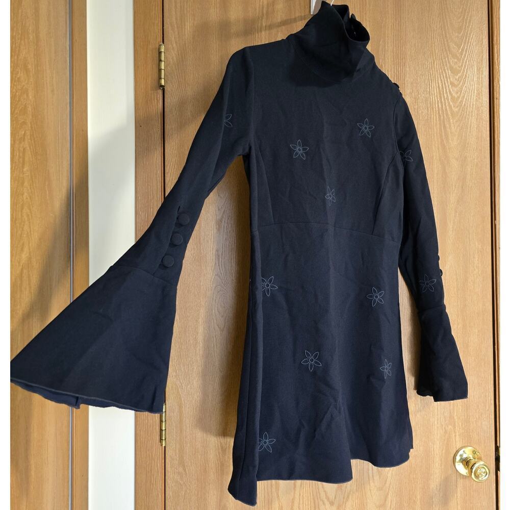 See by Chloé Navy Turtleneck Floral Star Crepe Dress. - Picture 4 of 13